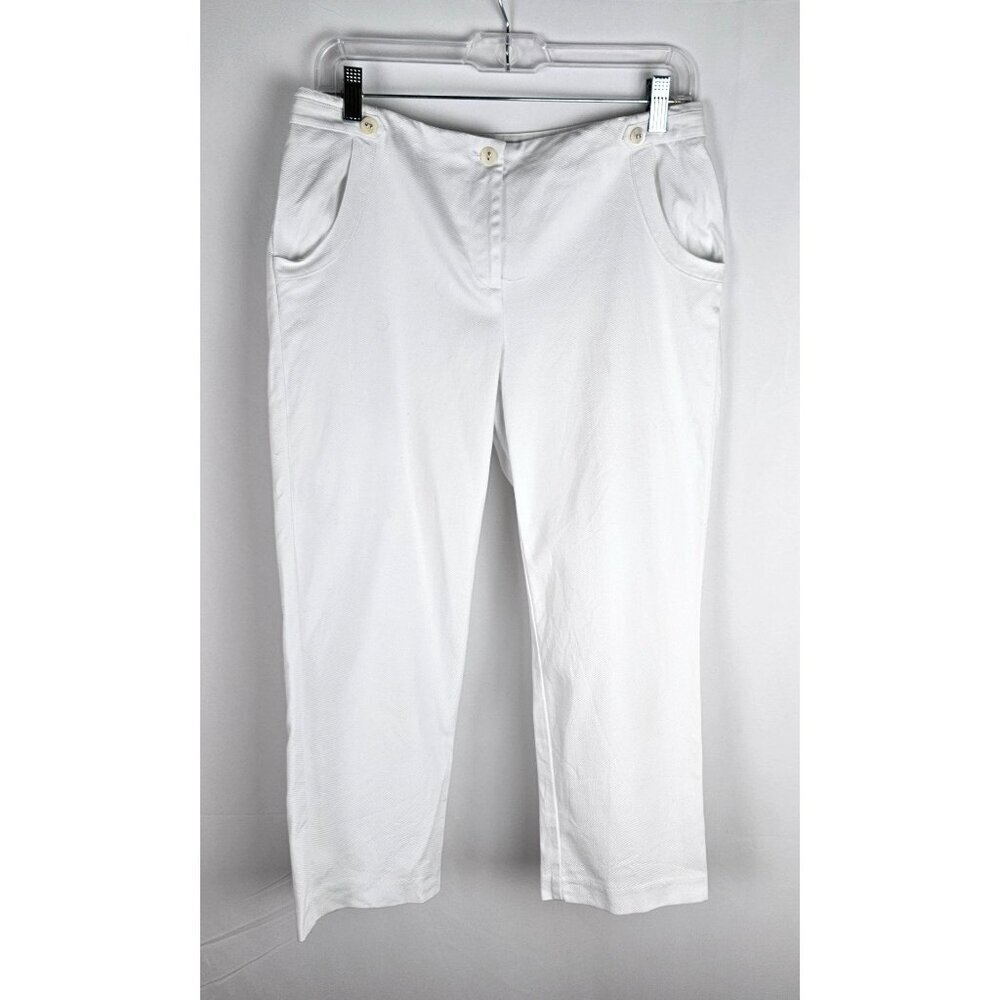 J. McLaughlin Cropped Capris Pants Size 6 White Cotton Stretch Quilted Texture